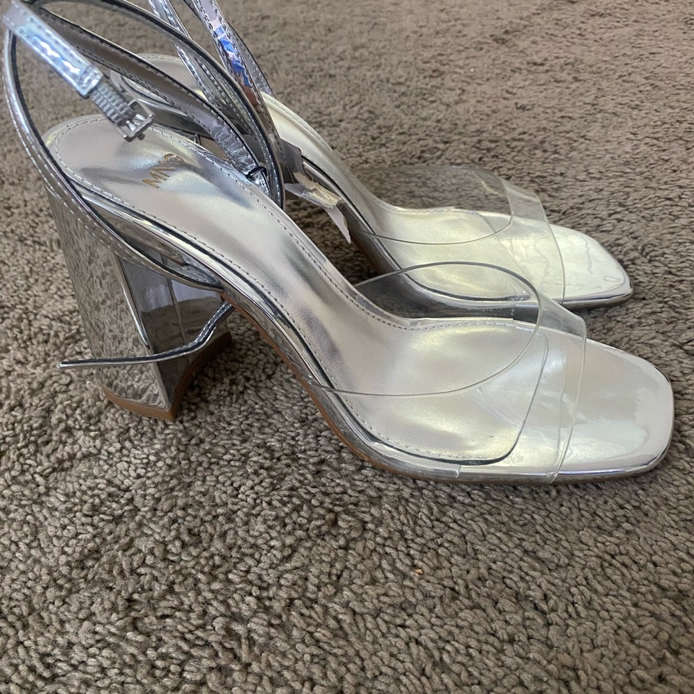 Mango Silver Women's block Heels